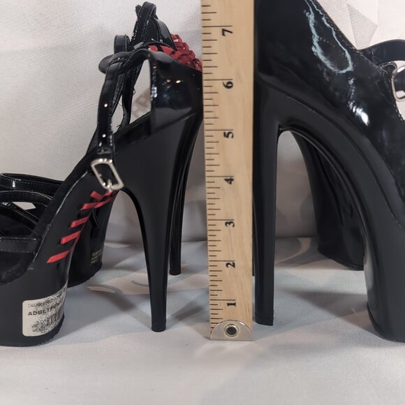 2 Pair Pleaser Heels 6 Delight 662 Corset Black Patent Mary Jane Dance Pole 6" - Picture 15 of 16